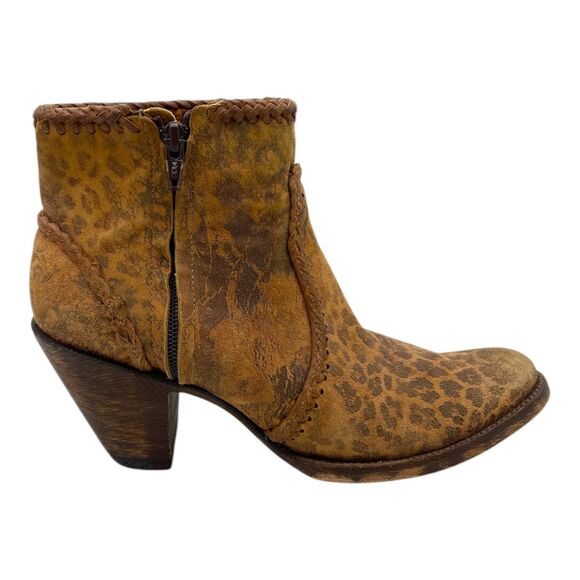 Old Gringo Mexicans Adala Heeled Ankle Leopard Print Suede Boots 7.5 Distressed - Picture 8 of 15